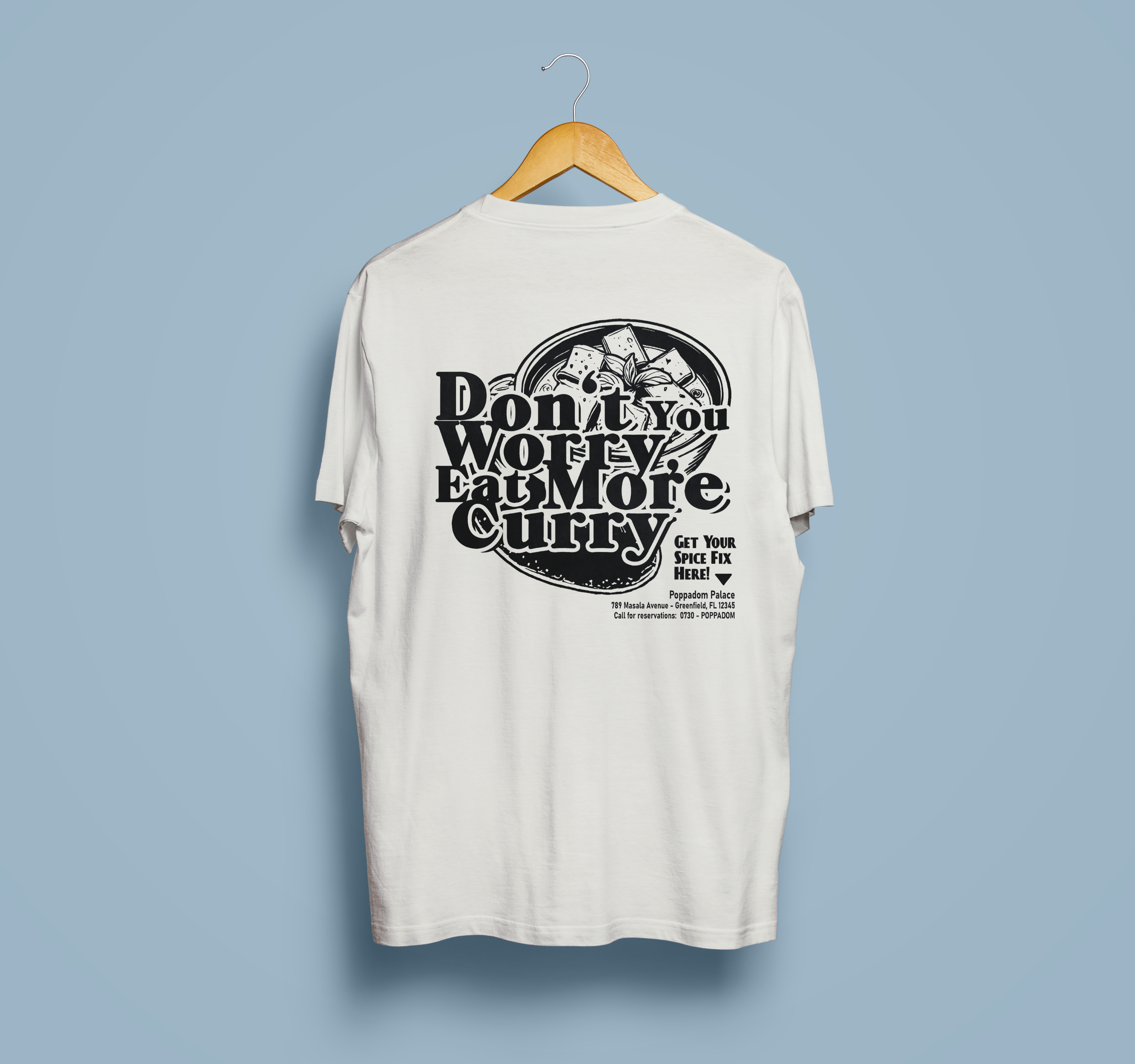 Non preoccuparti, mangia più curry - Camicia unisex biologica con stampa sul retro