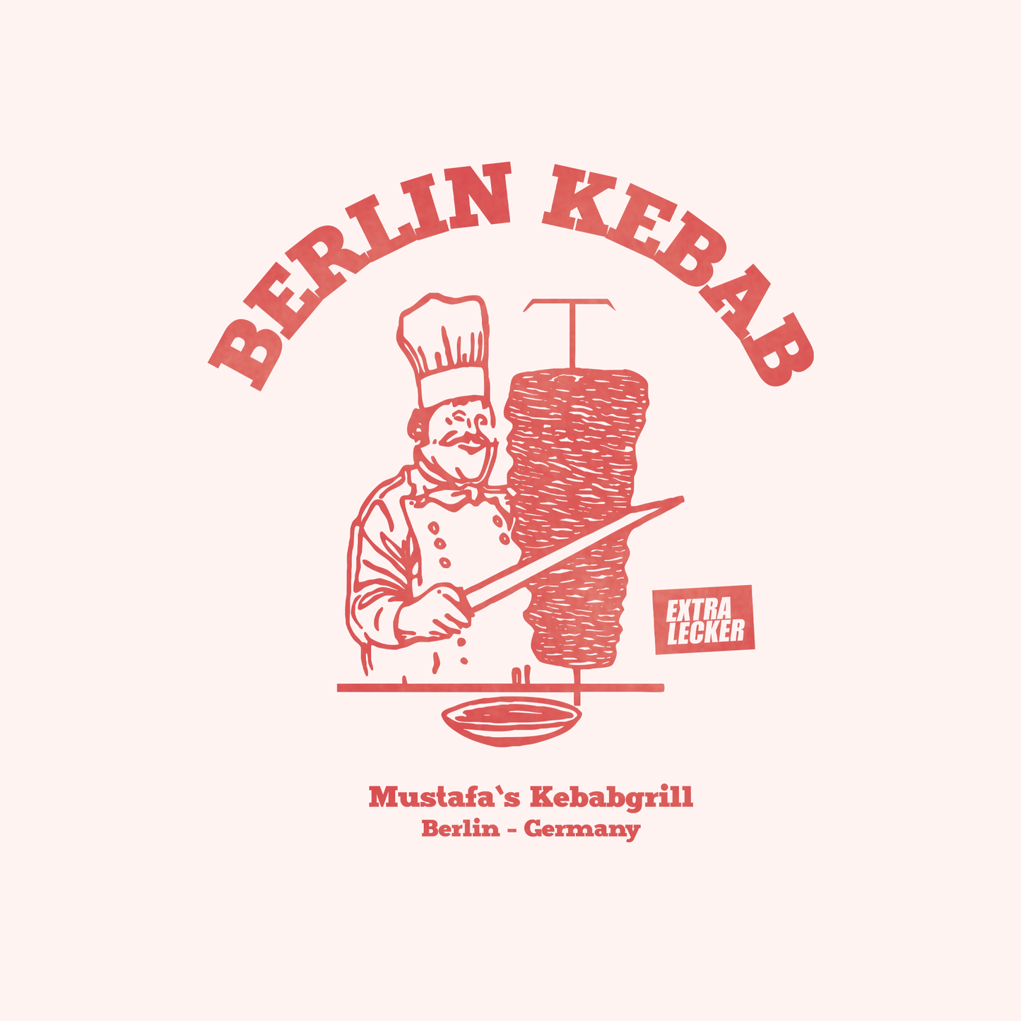Mustafas Berlin Kebab - Unisex Shirt aus qualitativer Bio-Baumwolle - Rücken- & Frontprint