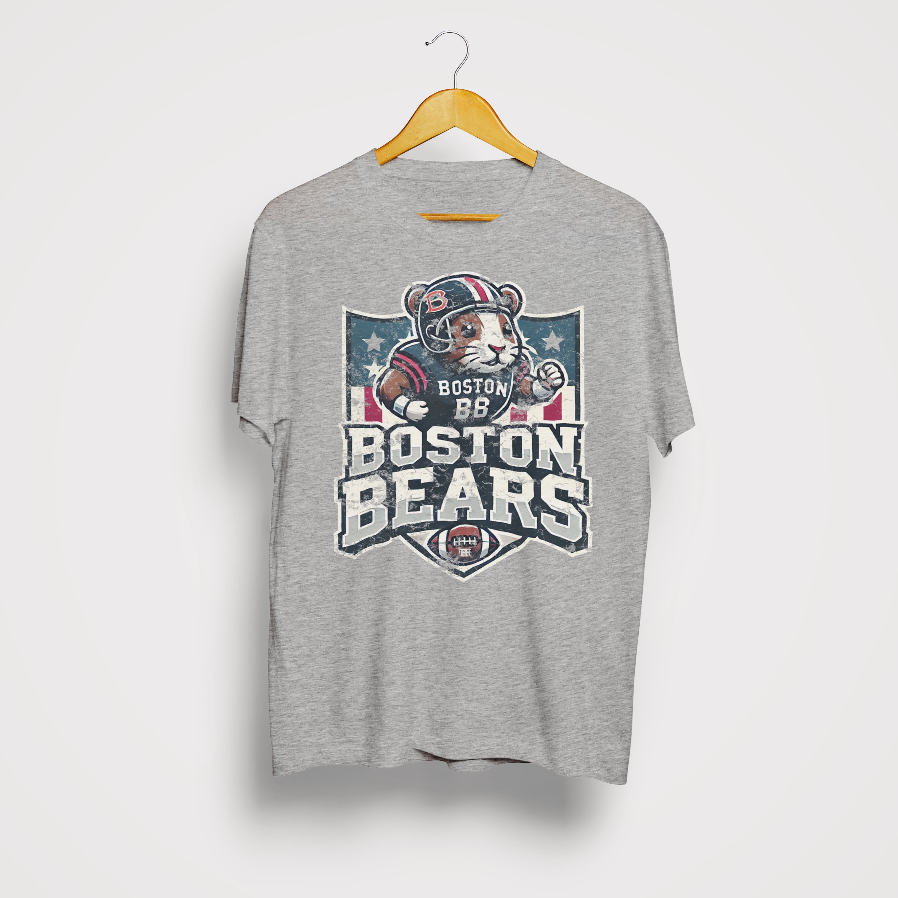Boston Bears - Maglietta organica unisex con stampa vintage sul petto