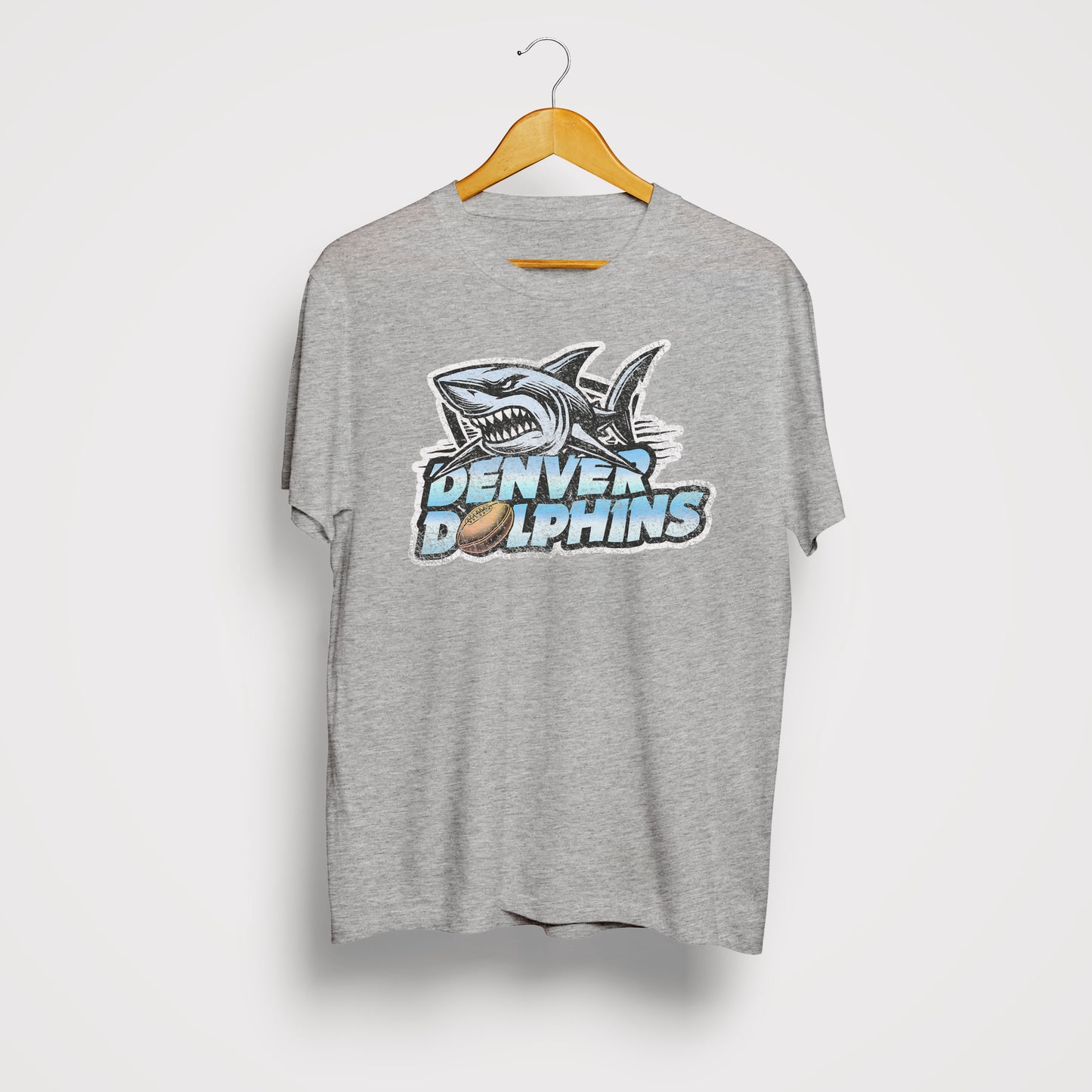 Denver Dolphins - Maglietta organica unisex con stampa vintage sul petto