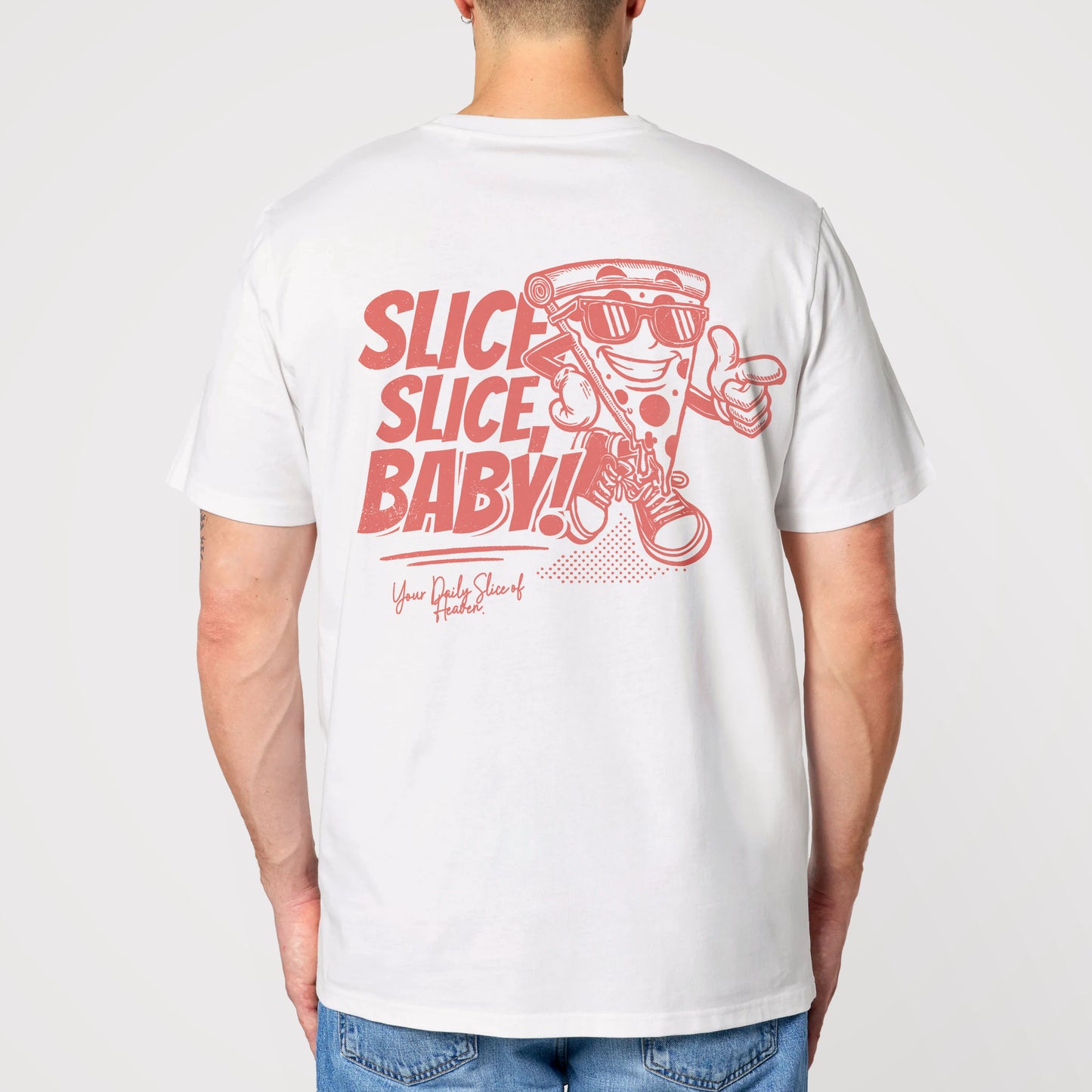 "Slice, Slice, Baby!" - Bite & Banter - Organic Unisex Shirt mit Rückenprint