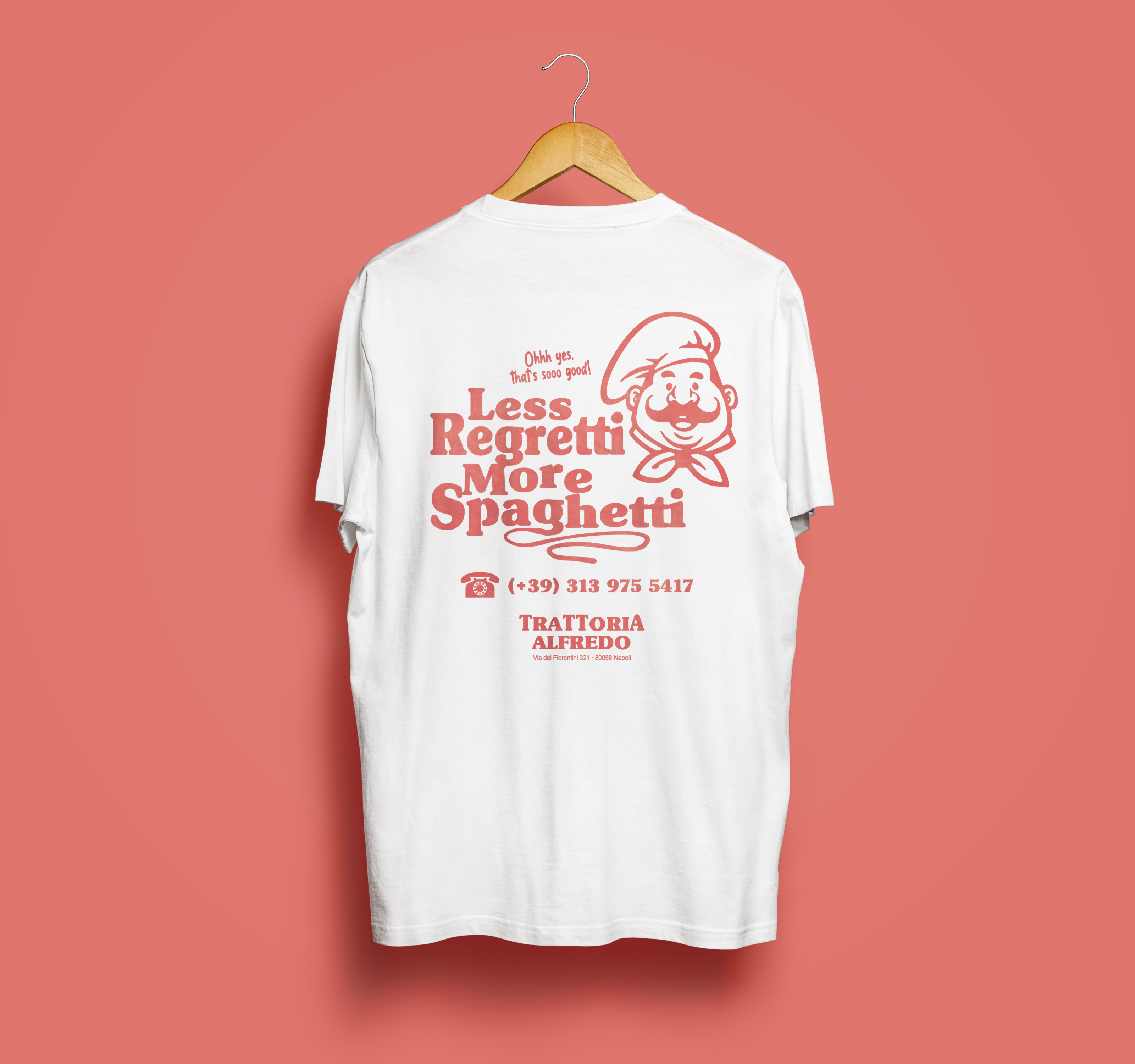 Less Regretti, More Spagetthi - Unisex Shirt aus qualitativer Bio-Baumwolle - Rücken- & Frontprint