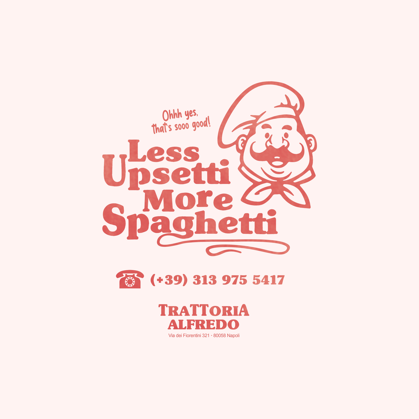 Less Upsetti - More Spaghetti - Unisex Shirt aus qualitativer Bio-Baumwolle - Rücken- & Frontprint