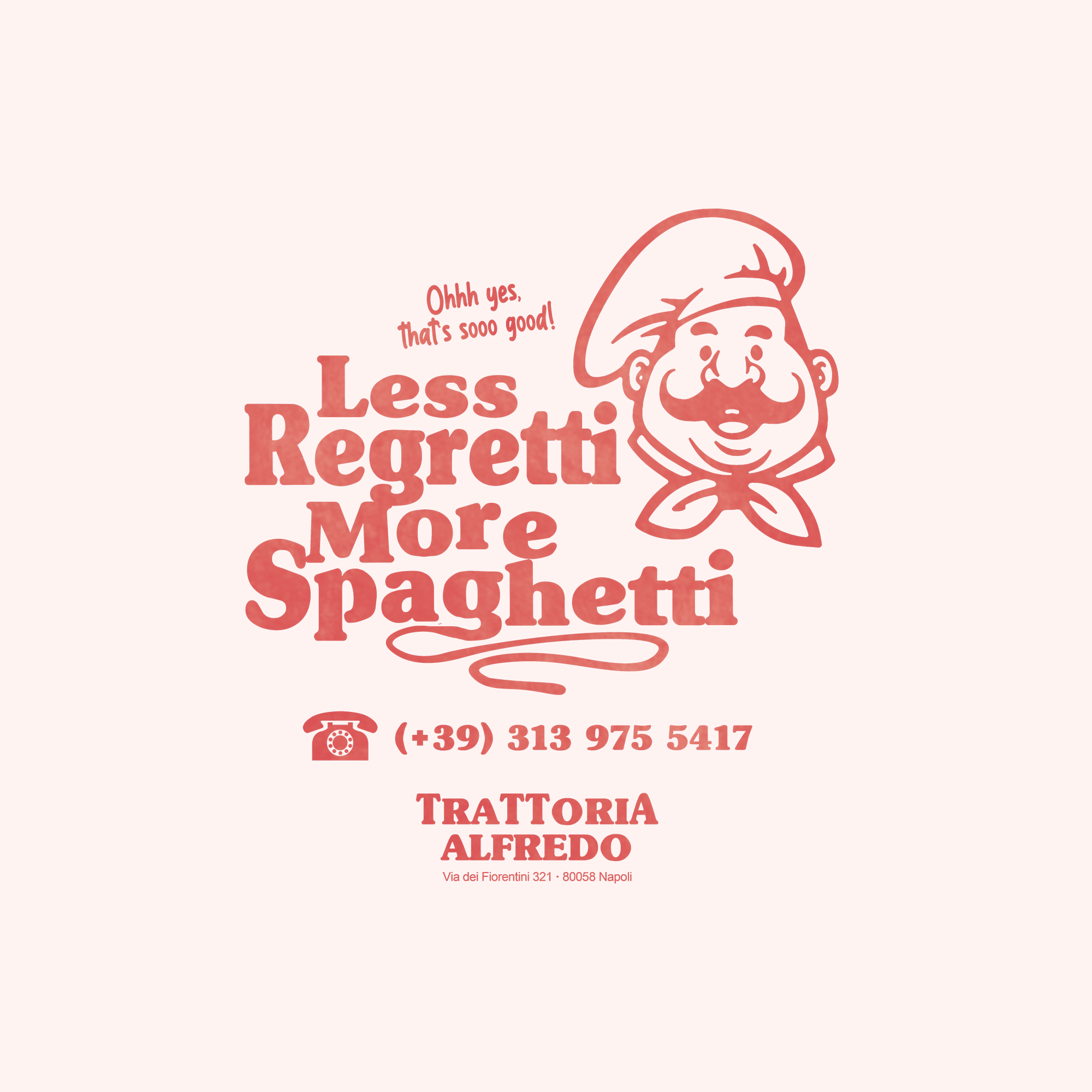 Less Regretti, More Spagetthi - Unisex Shirt aus qualitativer Bio-Baumwolle - Rücken- & Frontprint