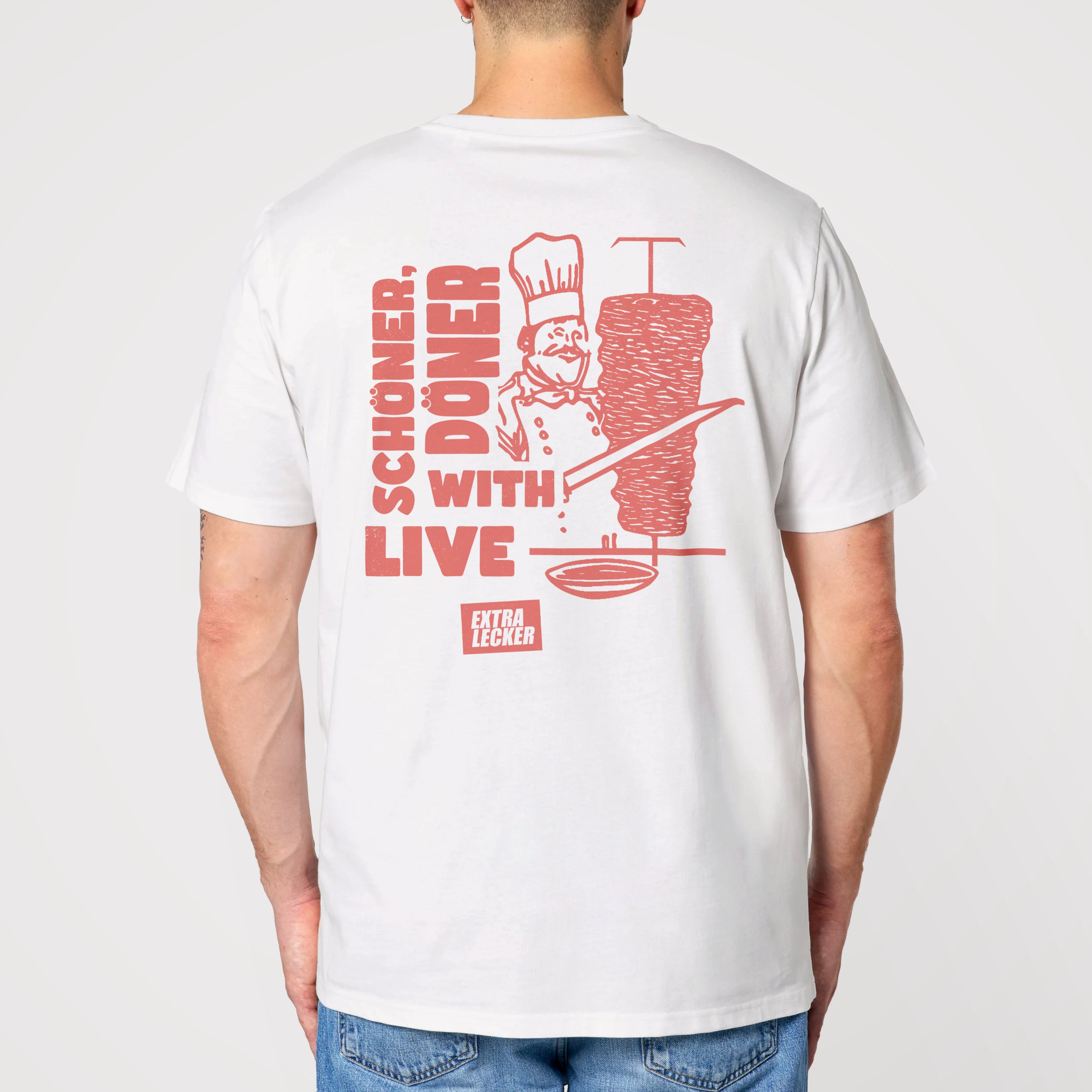 "Live Schöner With Döner" - Bite & Banter - Organic Unisex Shirt mit Rückenprint