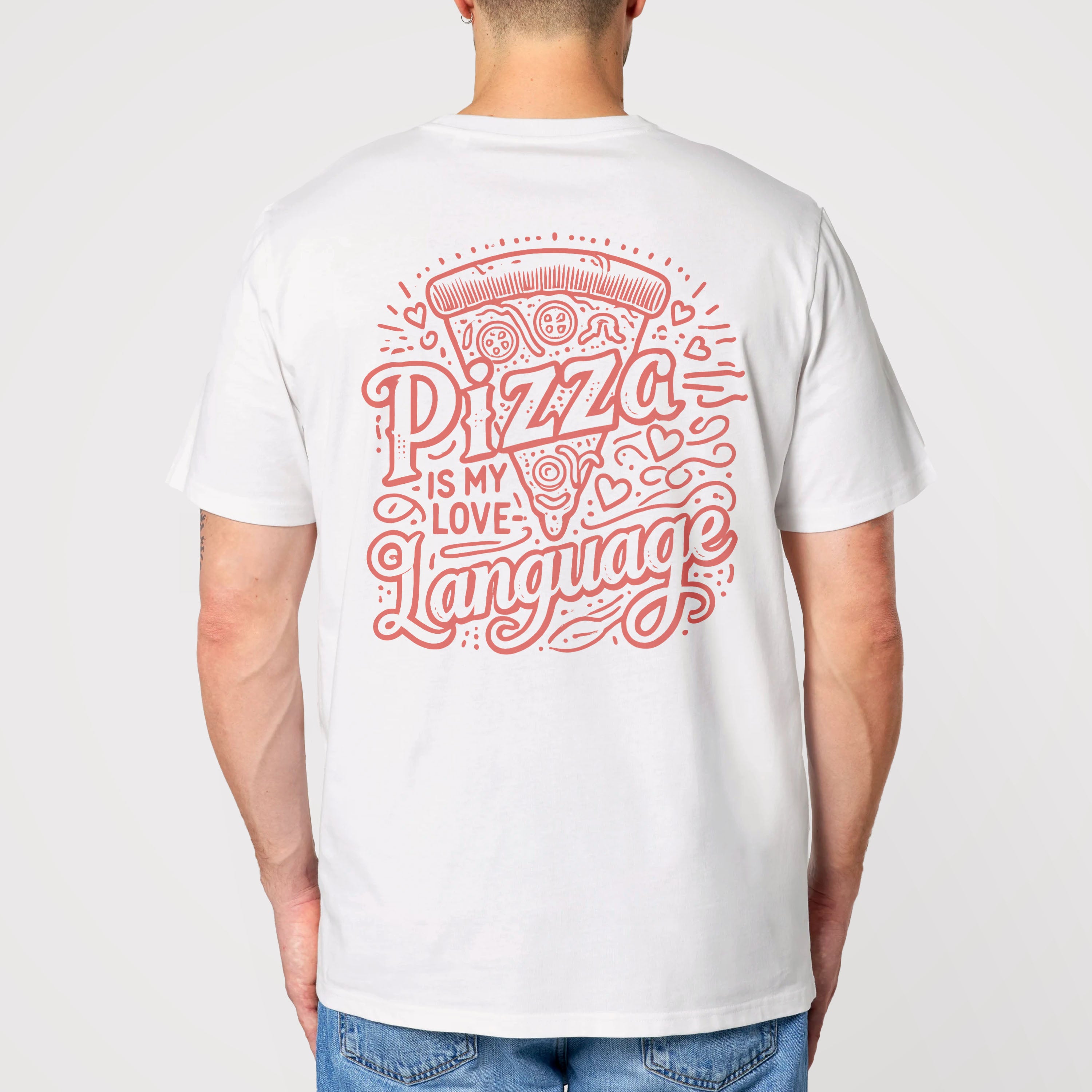 "Pizza is my Lovelanguage" - Bite & Banter - Organic Unisex Shirt mit Rückenprint