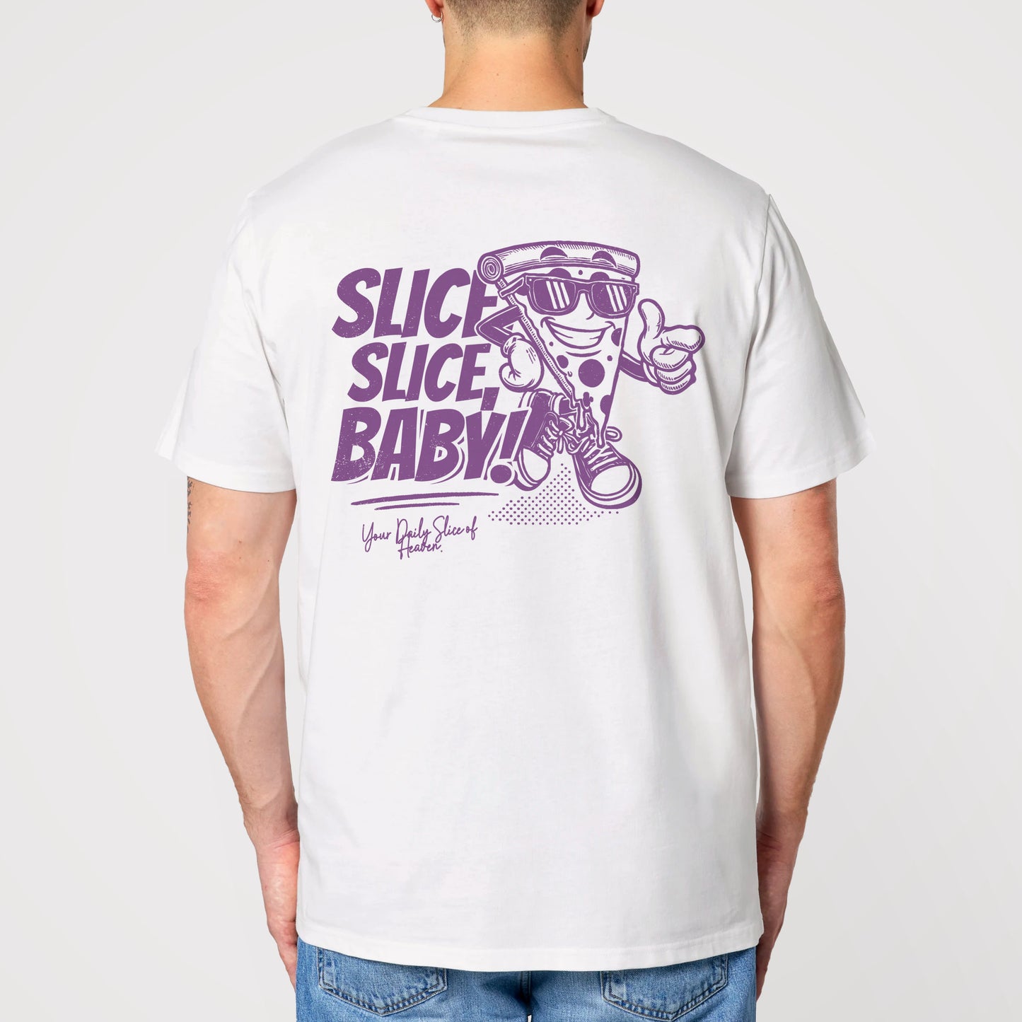 "Affetta, affetta, tesoro!" - Bite &amp; Banter - Viola - Maglietta unisex organica con stampa sul retro