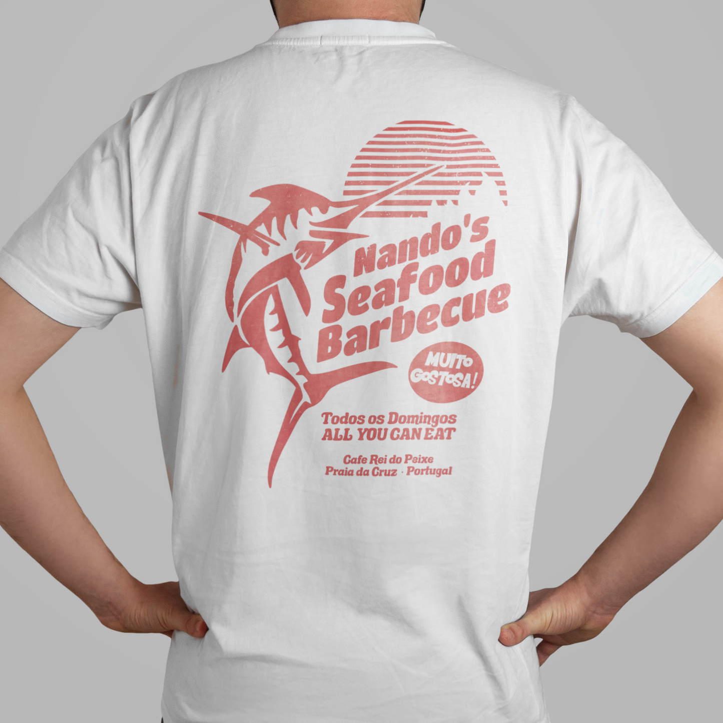 Nando's Seafood Barbecue - Unisex shirt made of high-quality organic cotton - back and front print