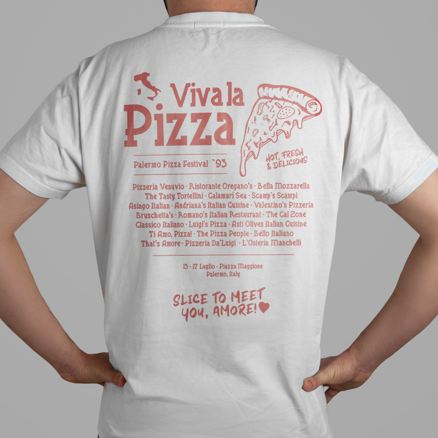 Viva La Pizza - Unisex Shirt aus qualitativer Bio-Baumwolle - Rücken- & Frontprint